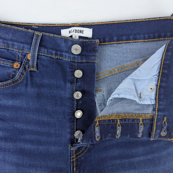 RE/DONE Jeans 90s High Rise Loose Straight Leg Button Fly Deep Faded Blue 27 NWT - Picture 6 of 15